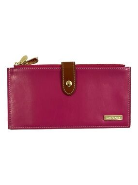 AnDoilt Leather Folding Card Wallet Pink RFID Blocking